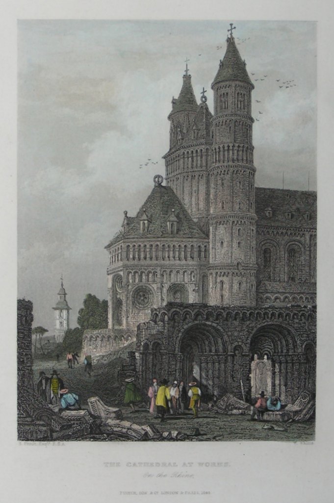 Print - The Cathedral of Worms on the Rhine - Wallis
